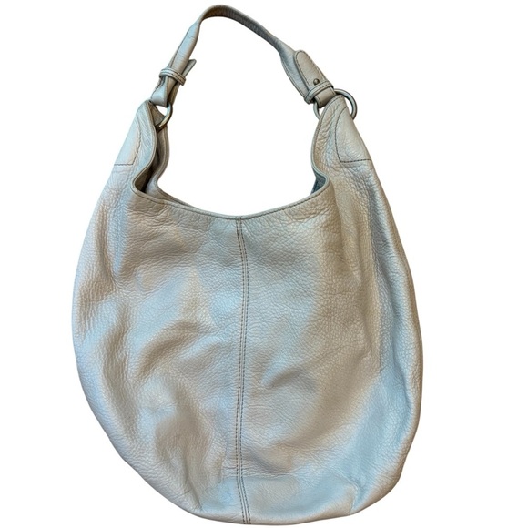 Hobo International Handbags - Hobo International Leather Shoulder Bag Purse Cream Silver